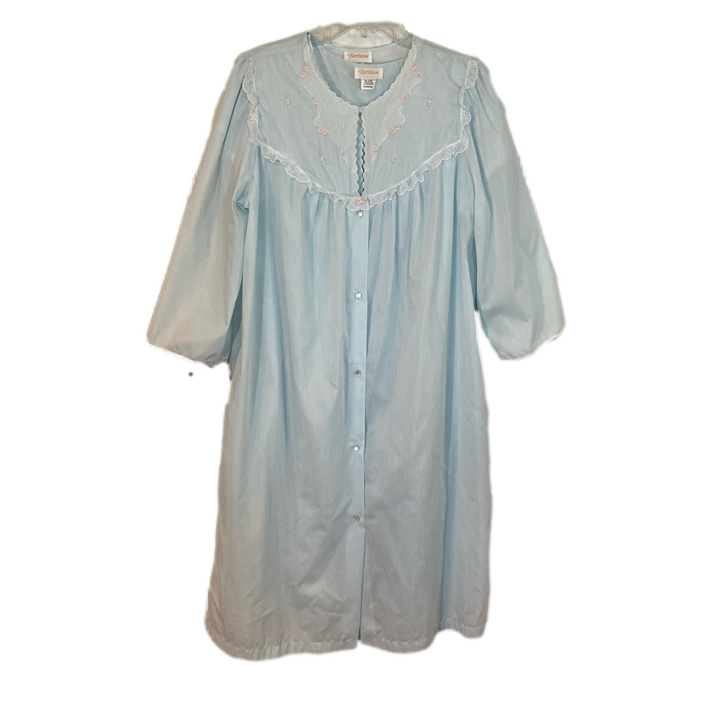 Vintage Light Blue Nightgown with Pink Accents